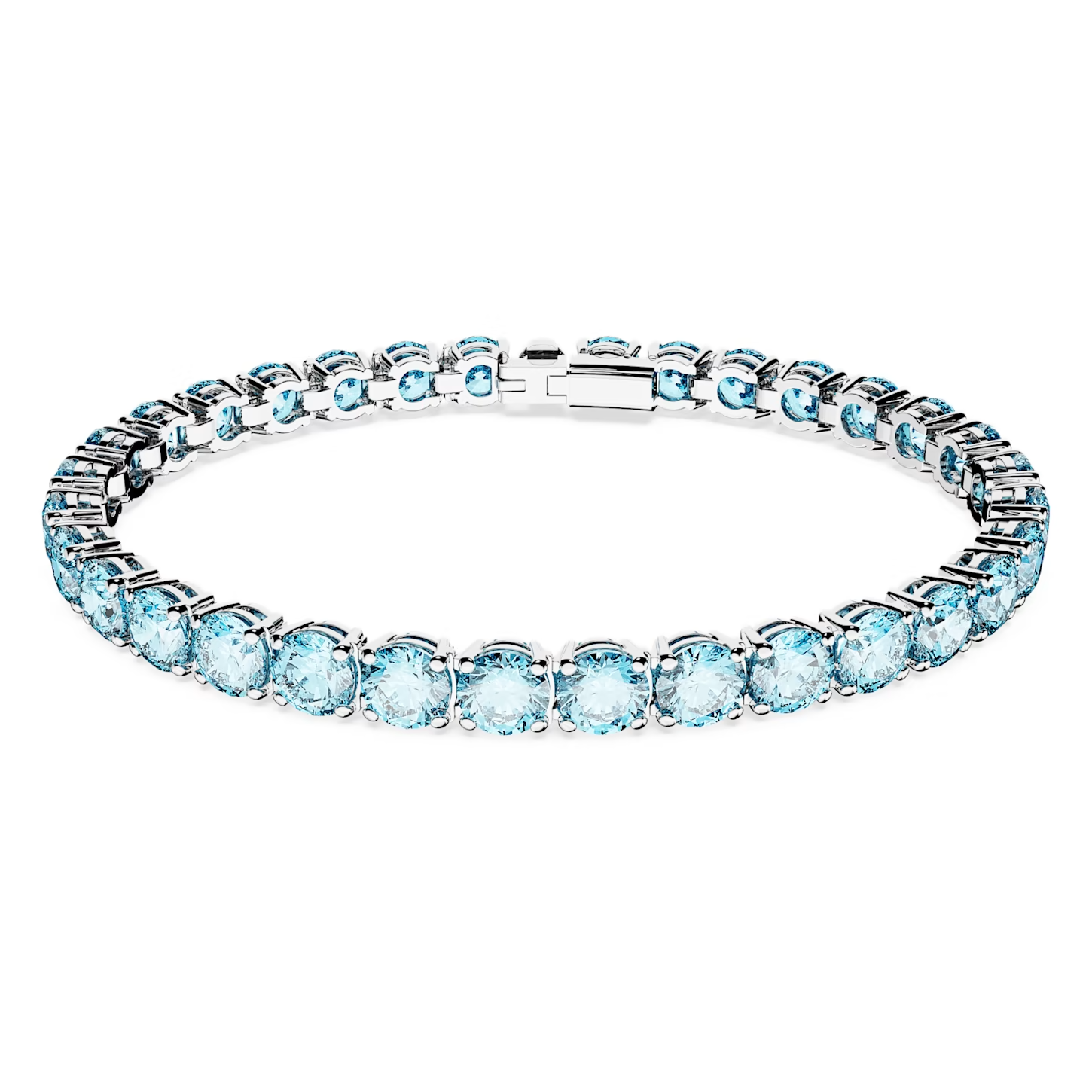 Swarovski Matrix armband Tennis round cut Zilverkleurig/Blauw (L) 5648929