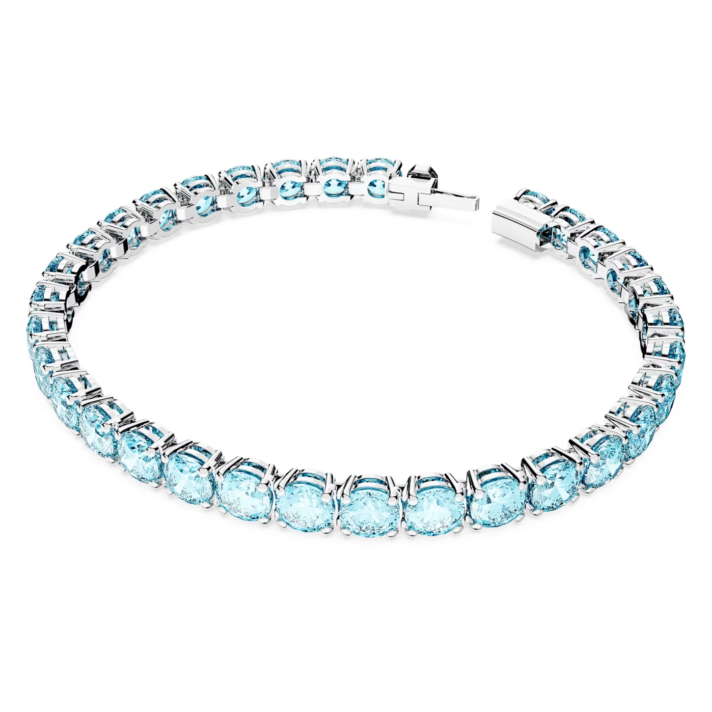 Swarovski Matrix armband Tennis round cut Zilverkleurig/Blauw (L) 5648929