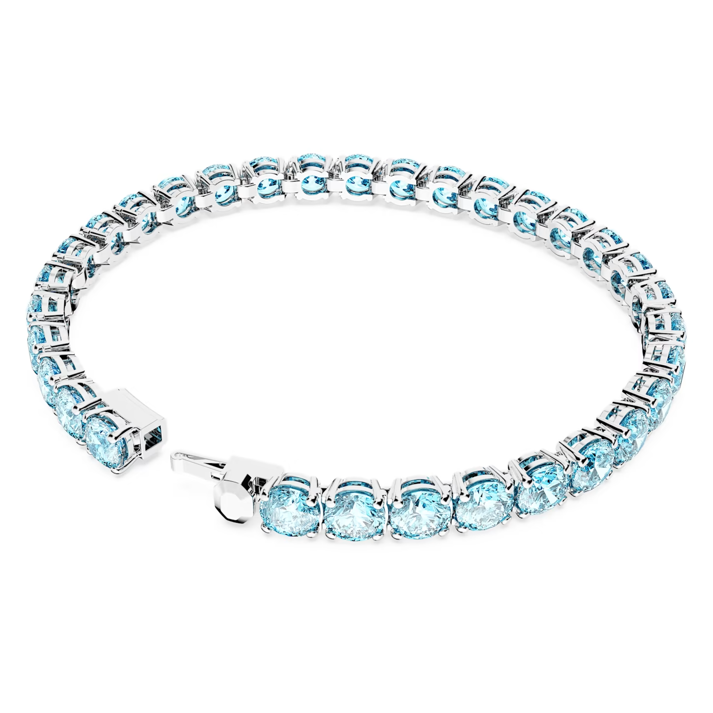 Swarovski Matrix armband Tennis round cut Zilverkleurig/Blauw (L) 5648929