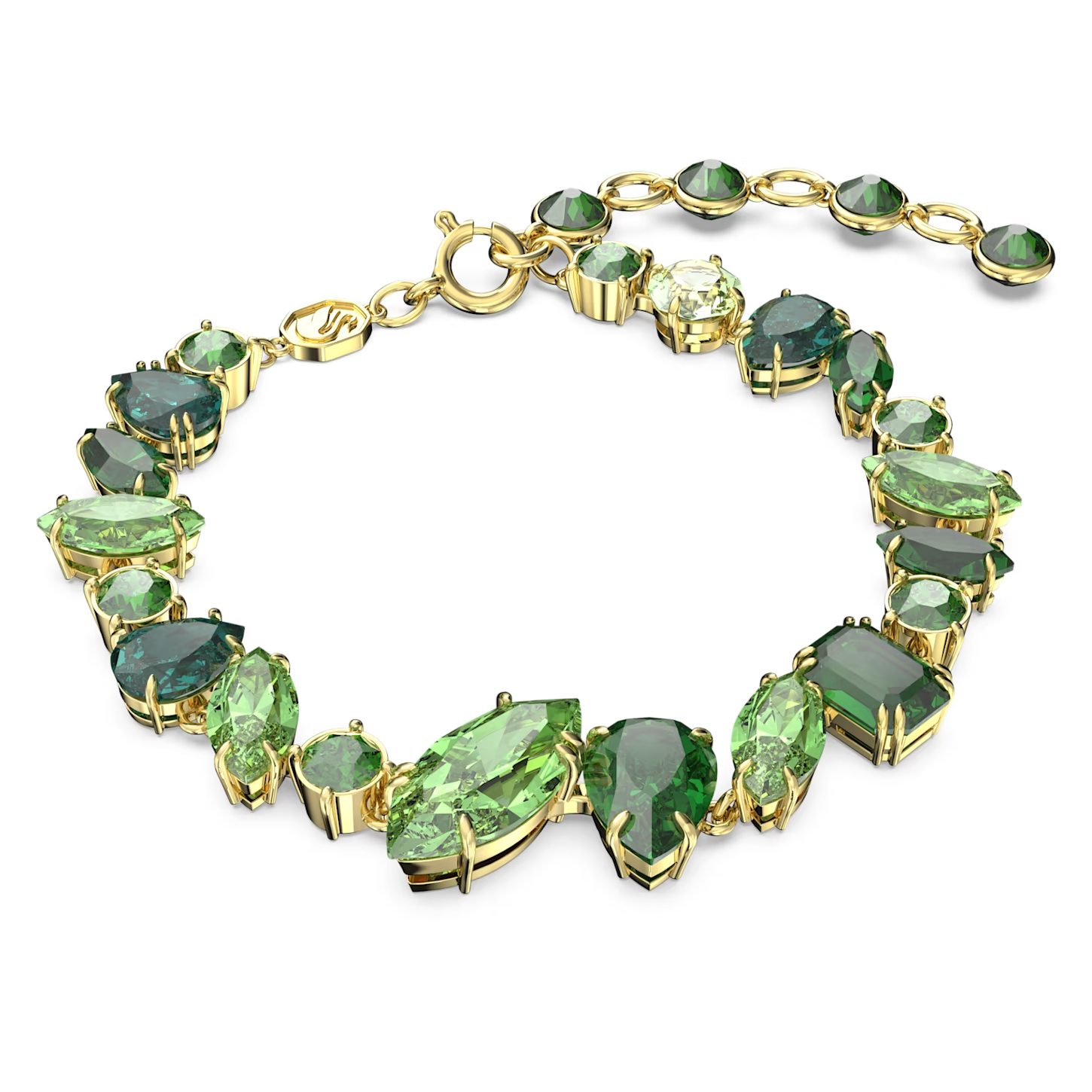 Swarovski Gema armband Verschillende slijpvormen Goudkleurig/Groen (16,5 - 19,5 cm) 5652822
