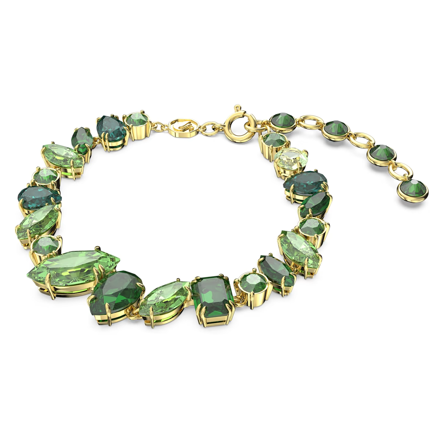 Swarovski Gema armband Verschillende slijpvormen Goudkleurig/Groen (16,5 - 19,5 cm) 5652822