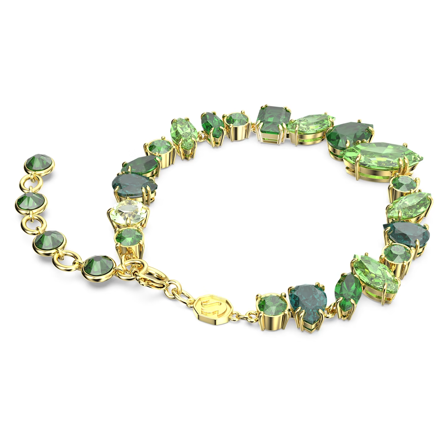 Swarovski Gema armband Verschillende slijpvormen Goudkleurig/Groen (16,5 - 19,5 cm) 5652822