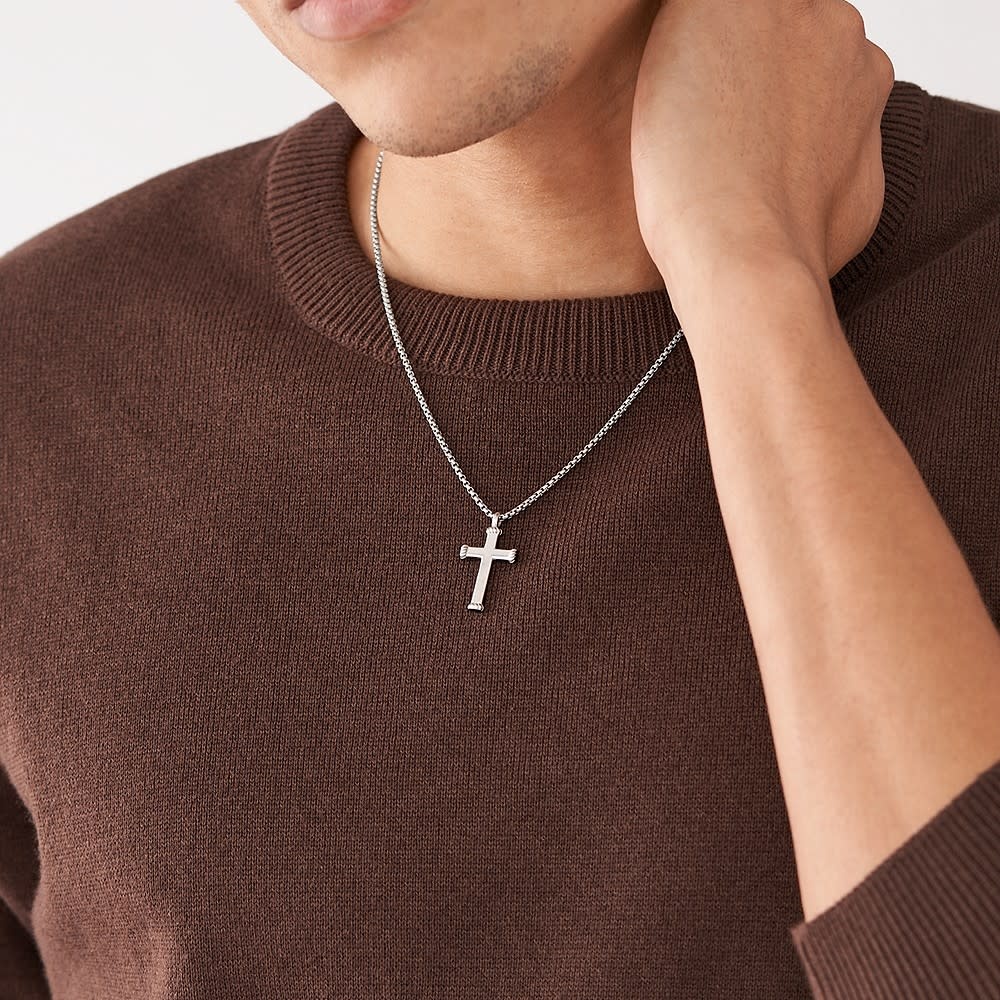 Fossil Stalen Meaningfull Moments ketting met hanger - Kruis JF04401040