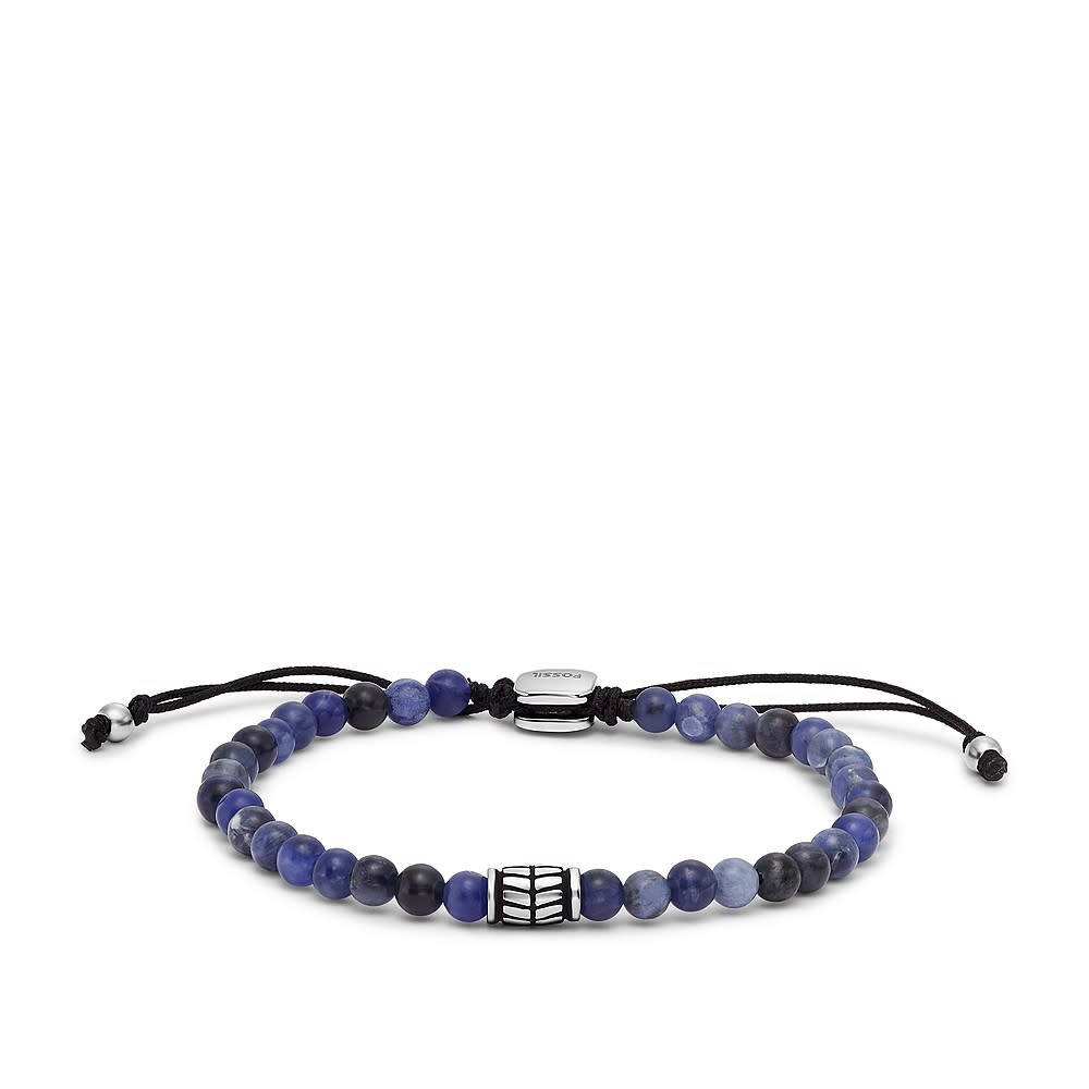 Fossil Stalen armband - Beaded (Sodaliet Blauw) JF04414040