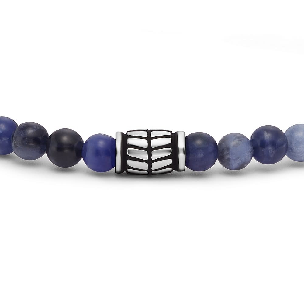 Fossil Stalen armband - Beaded (Sodaliet Blauw) JF04414040