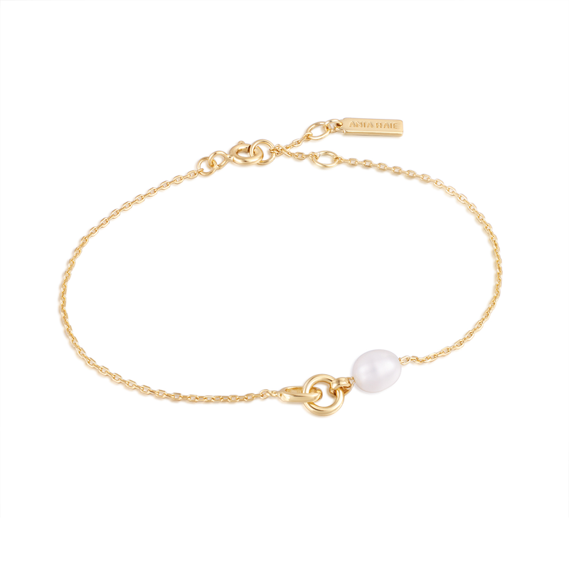 Ania Haie Pearl Power armband - Pearl Link Chain Goldplated B043-01G