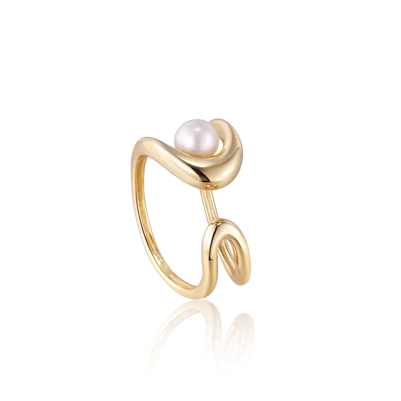 Ania Haie Pearl Power adjustable ring - Pearl Sculpted Gold Goldplated R043-02G