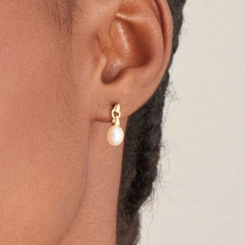 Ania Haie Pearl Power oorbellen met hanger - Pearl Drop Stud Goldplated E043-02G