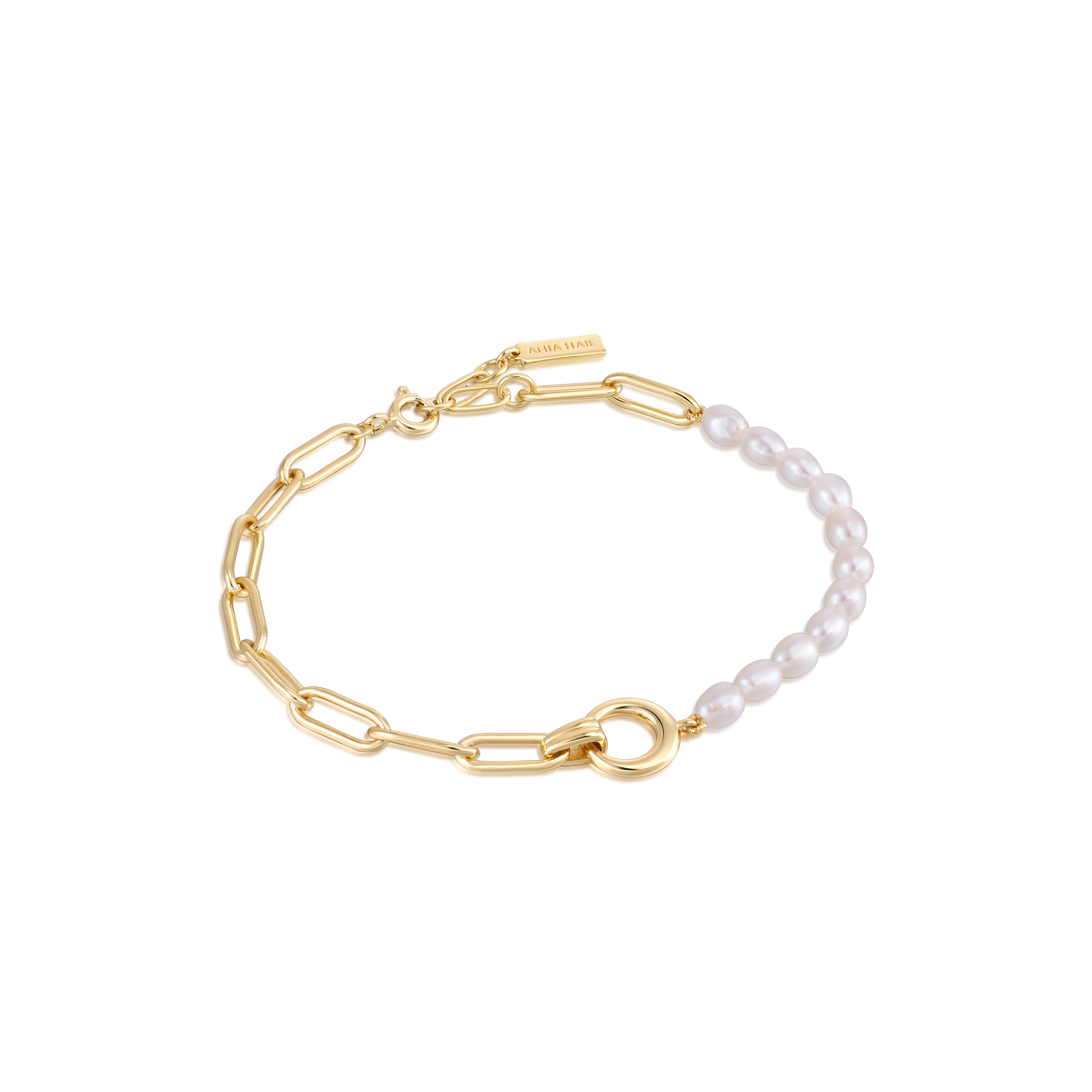 Ania Haie Pearl Power armband - Pearl Chunky Link Chain Goldplated B043-02G