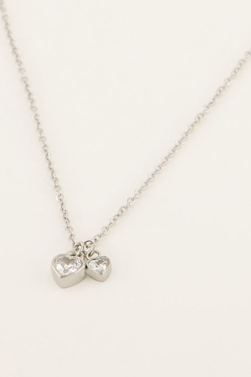 My Jewellery Ketting met twee hartjes - Zilverkleurig MJ07080