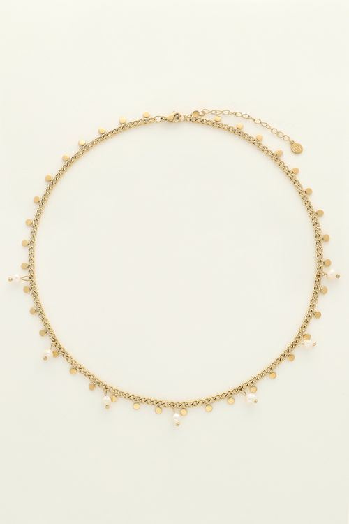 My Jewellery Ketting met rondjes en parels - Goudkleurig MJ09226-1200