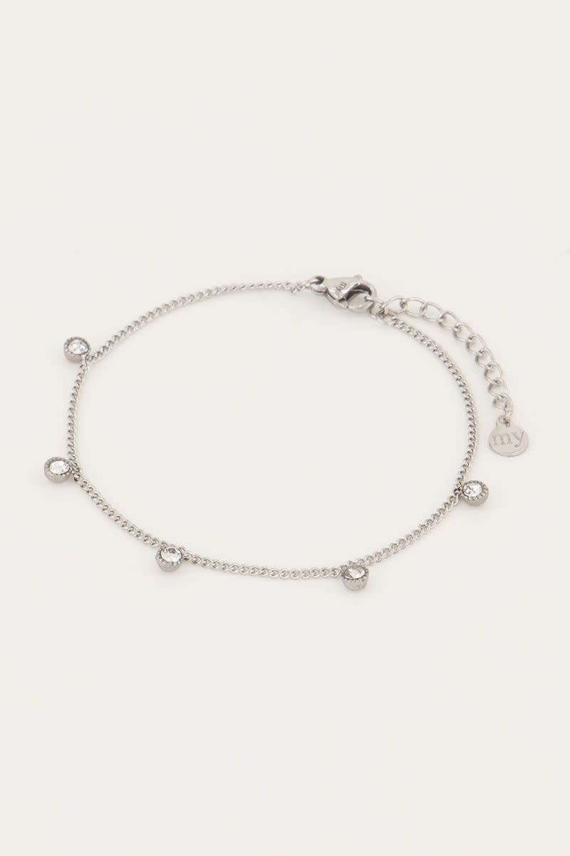My Jewellery Armbandje vijfstrass steentjes - Zilverkleurig | MJ04797-1500