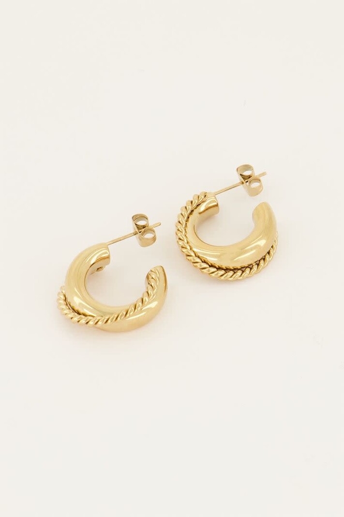 My Jewellery Earring hoop twisted/ plane - Goud | MJ06837-1200