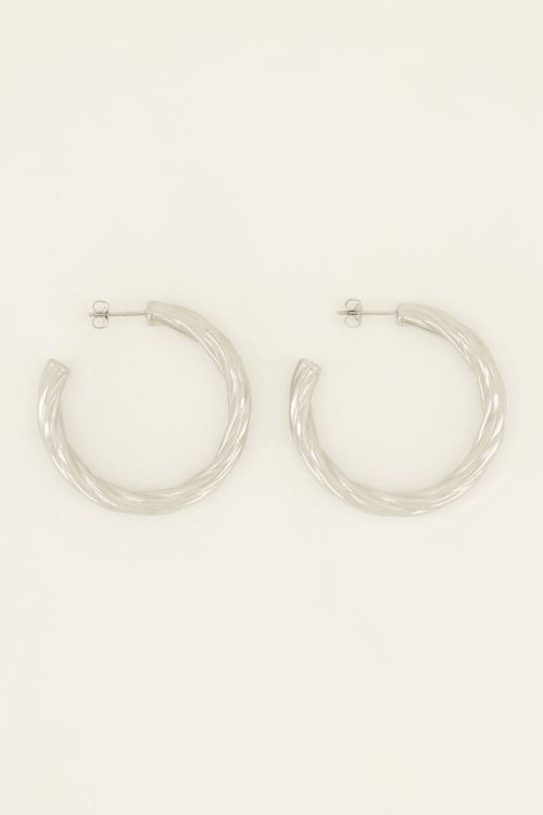 My Jewellery Oorstekers rond gedraaid - Zilverkleurig MJ07383-1500