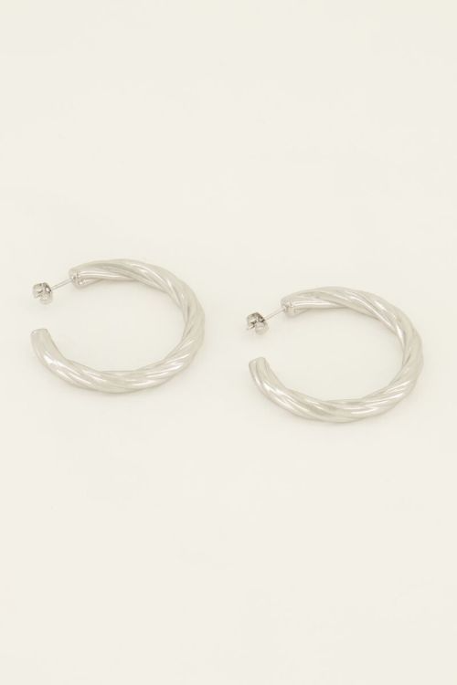 My Jewellery Oorstekers rond gedraaid - Zilverkleurig MJ07383-1500