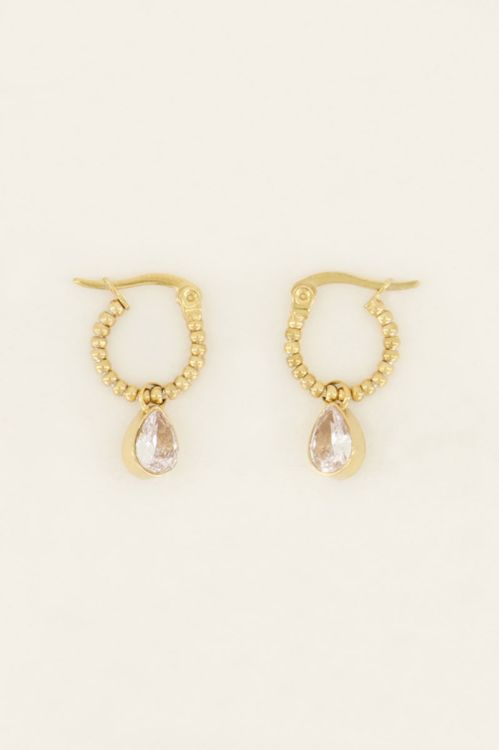 My Jewellery Oorbellen druppel strass steen - Goudkleurig MJ07601-1200