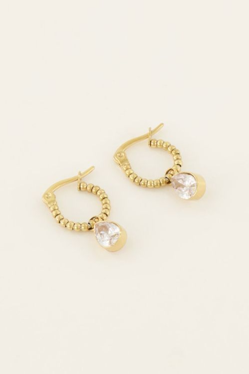 My Jewellery Oorbellen druppel strass steen - Goudkleurig MJ07601-1200