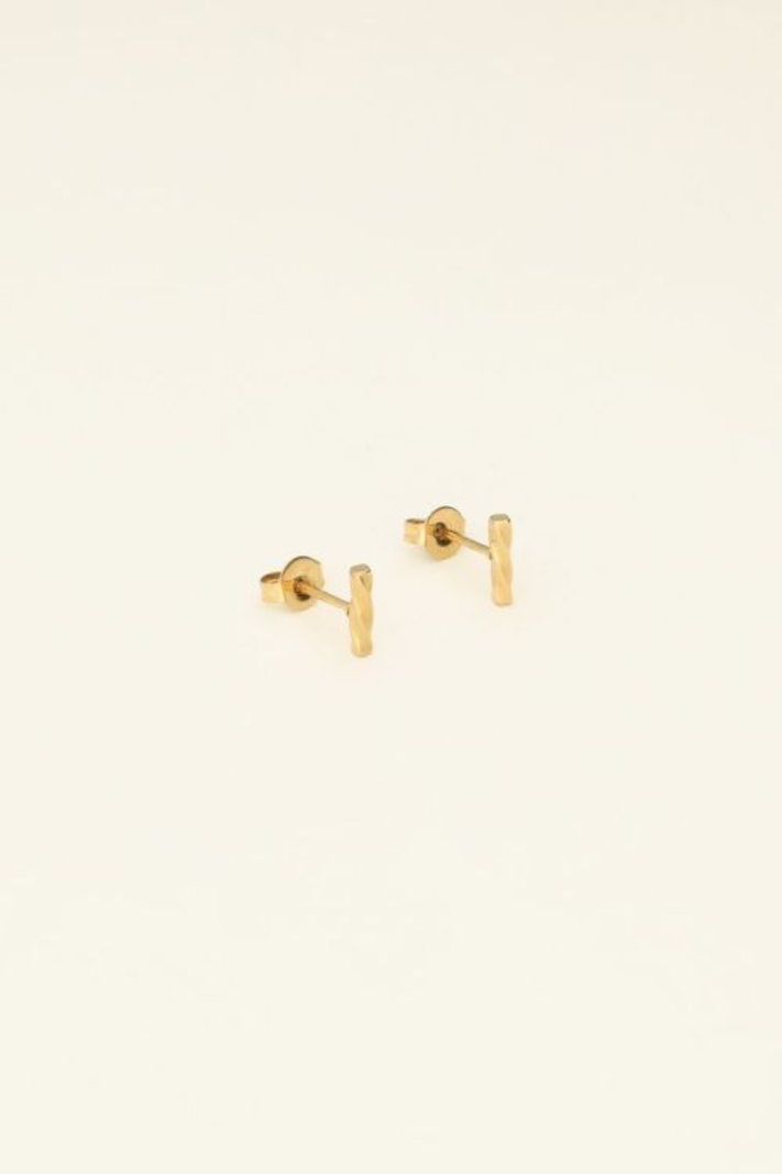My Jewellery Oorknopjes staafjes gedraaid - Goudkleurig MJ08525-1200