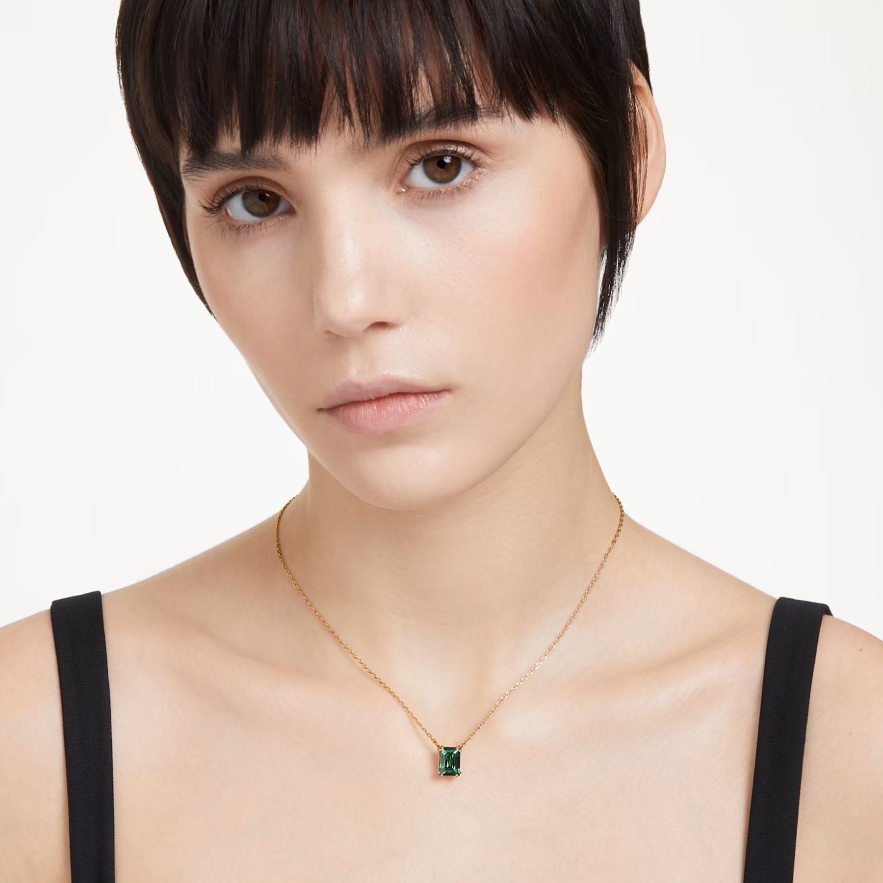 Swarovski Matrix ketting met hanger Vierkante slijpvorm Goudkleurig/Groen 5677141