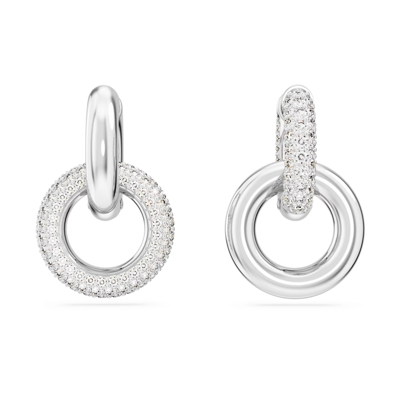 Swarovski Dextera oorbellen Interlinked Hoop Zilver/Wit 5671807