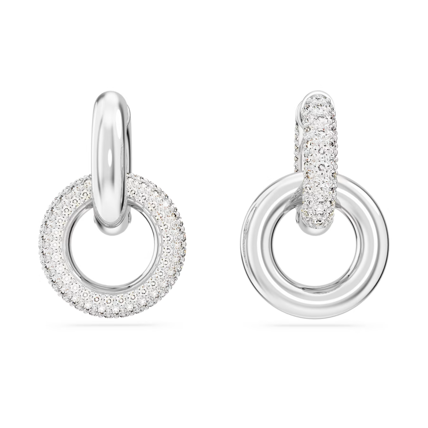 Swarovski Dextera oorbellen Interlinked Hoop Zilverkleurig, Wit 5671807