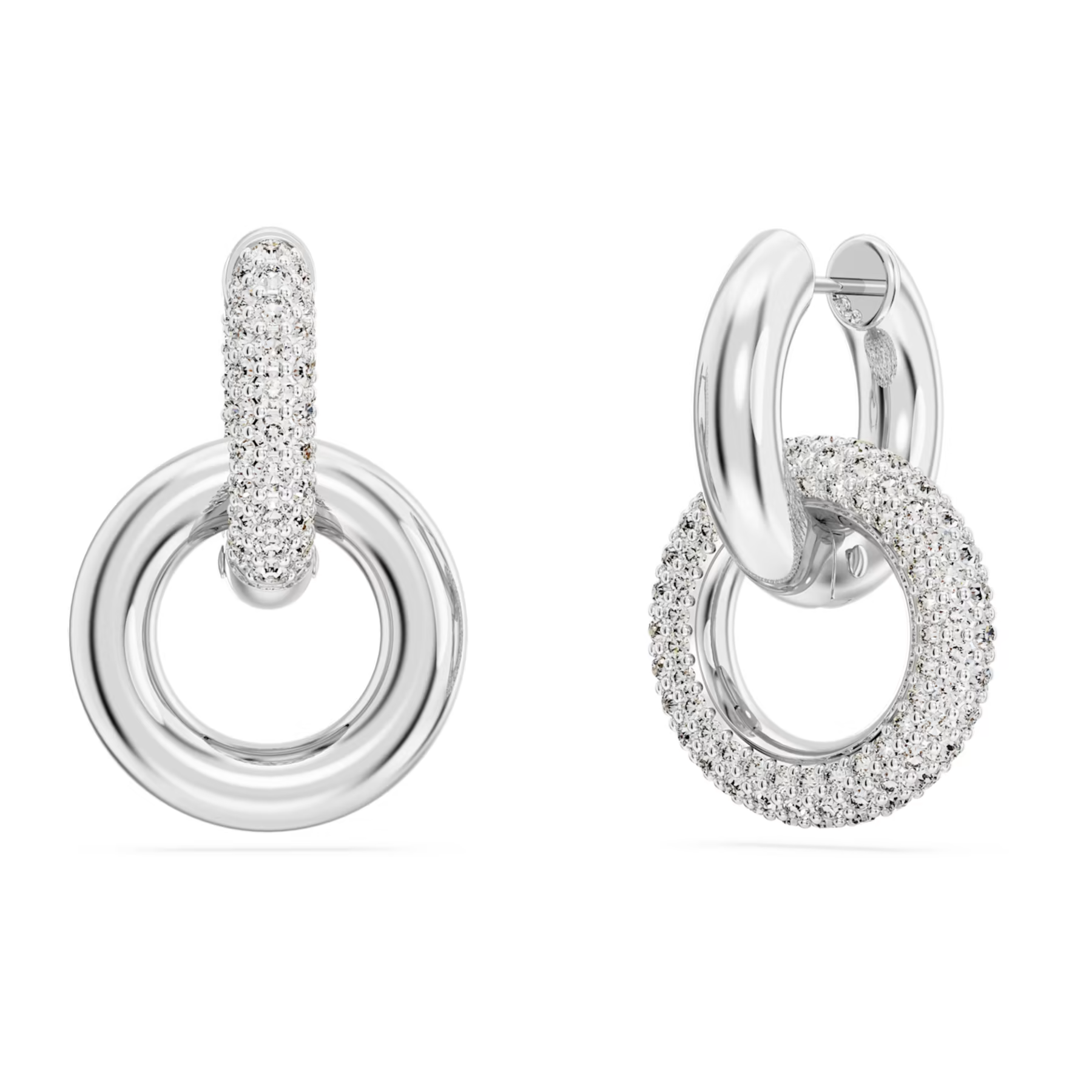 Swarovski Dextera oorbellen Interlinked Hoop Zilverkleurig, Wit 5671807