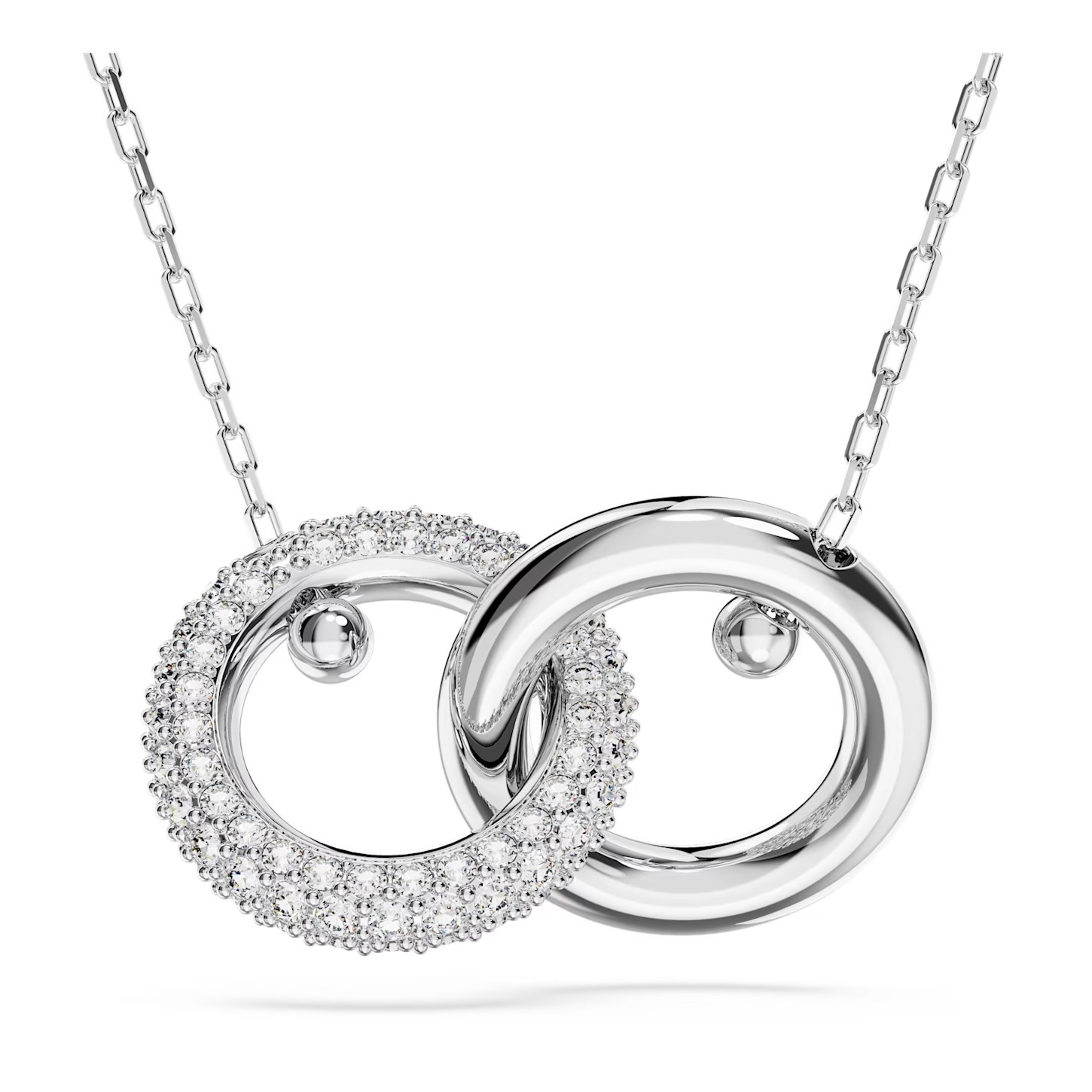 Swarovski Dextera ketting met hanger Twee ringen Zilverkleurig, Wit 5670251