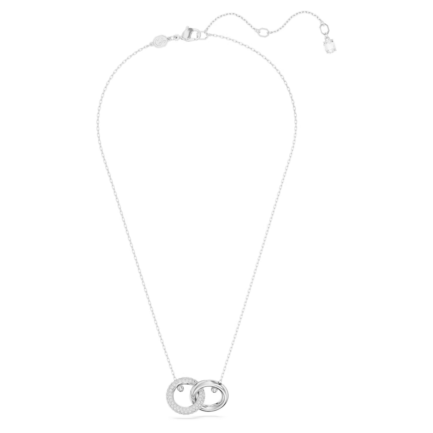 Swarovski Dextera ketting met hanger Twee ringen Zilverkleurig, Wit 5670251