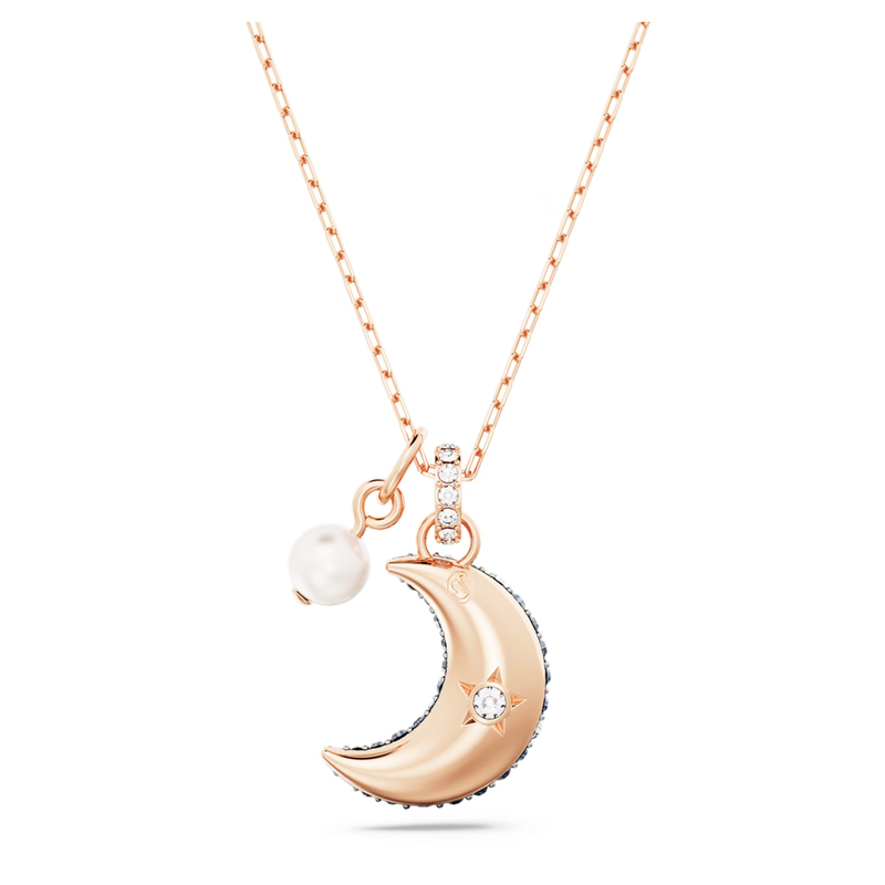 Swarovski Sublima ketting met hanger Maan meerkleurig Rosé/Zwart (40 - 47 cm) 5671585
