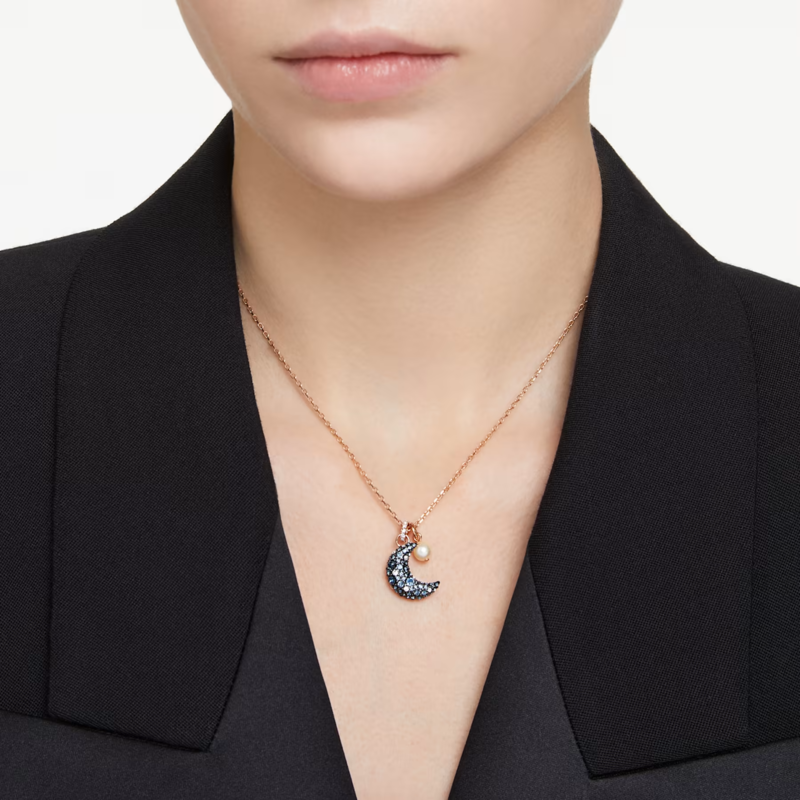 Swarovski Sublima ketting met hanger Maan meerkleurig Rosé/Zwart (40 - 47 cm) 5671585