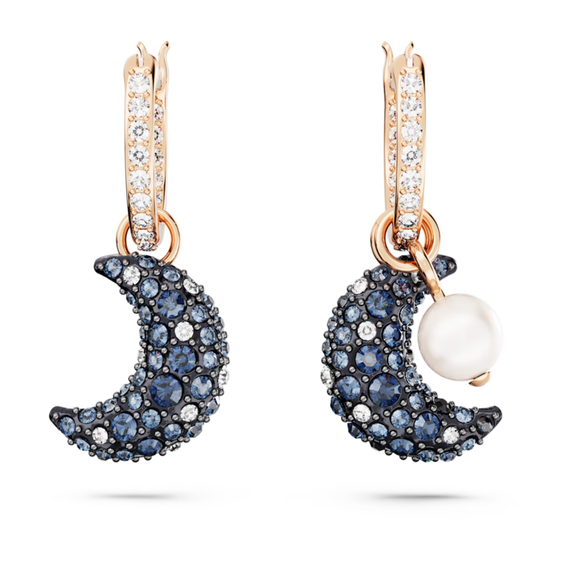 Swarovski Sublima oorbellen Maan meerkleurig Asymmetrisch Rosé/Zwart 5671569