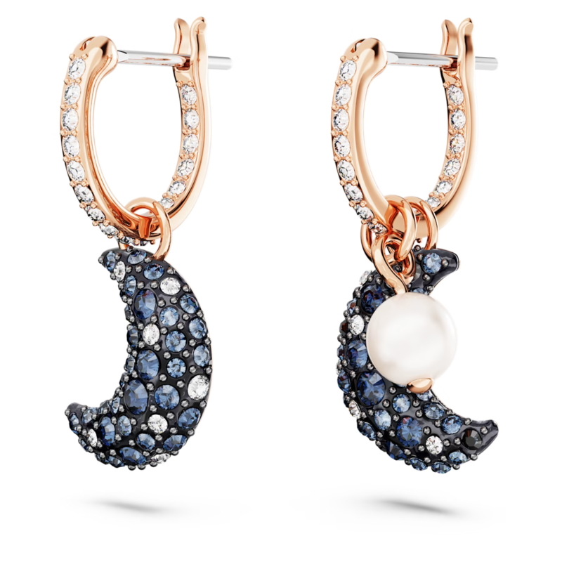 Swarovski Sublima oorbellen Maan meerkleurig Asymmetrisch Rosé/Zwart 5671569