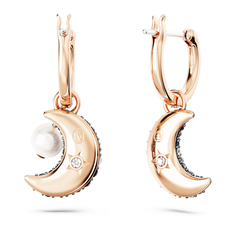 Swarovski Sublima oorbellen Maan meerkleurig Asymmetrisch Rosé/Zwart 5671569