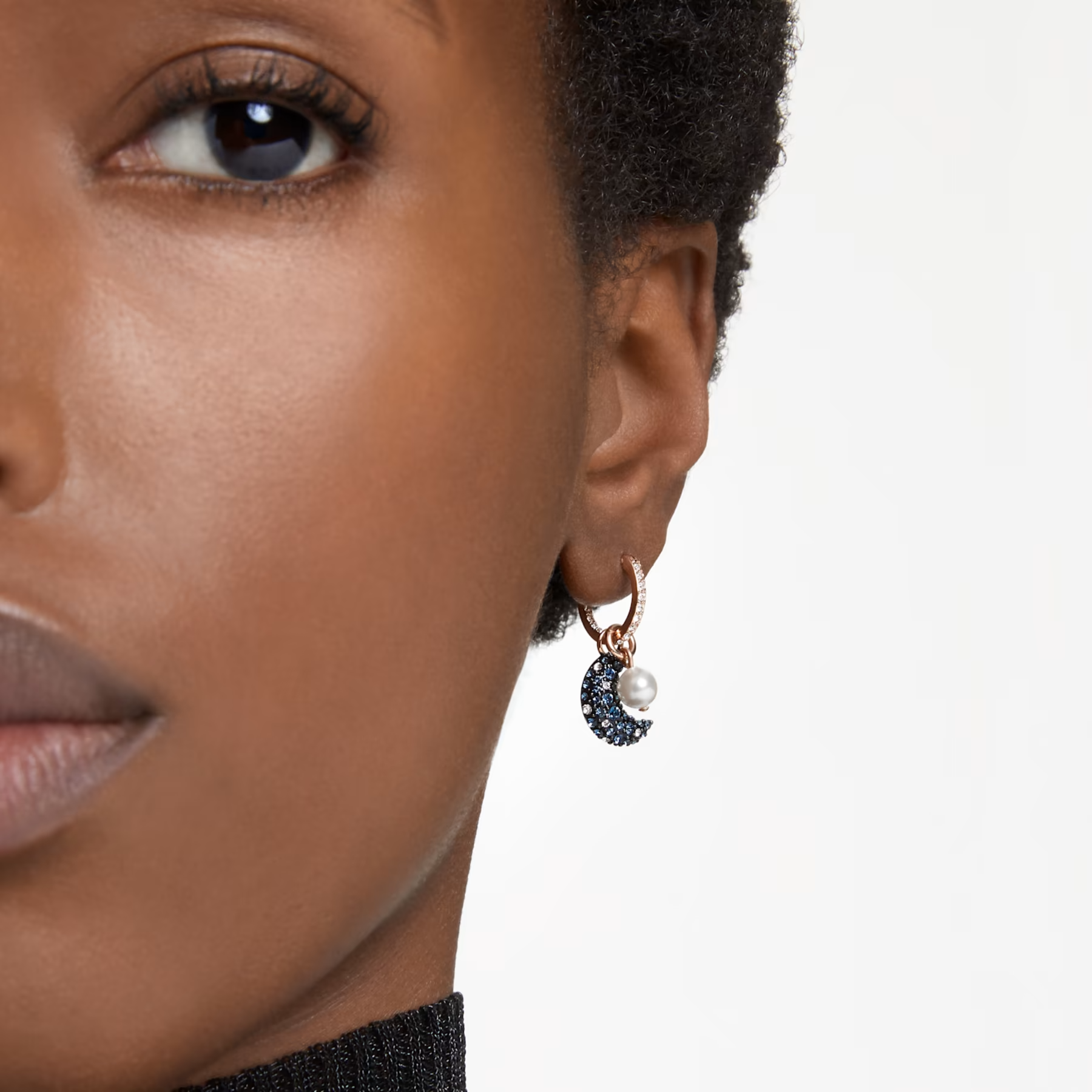 Swarovski Sublima oorbellen Maan meerkleurig Asymmetrisch Rosé/Zwart 5671569