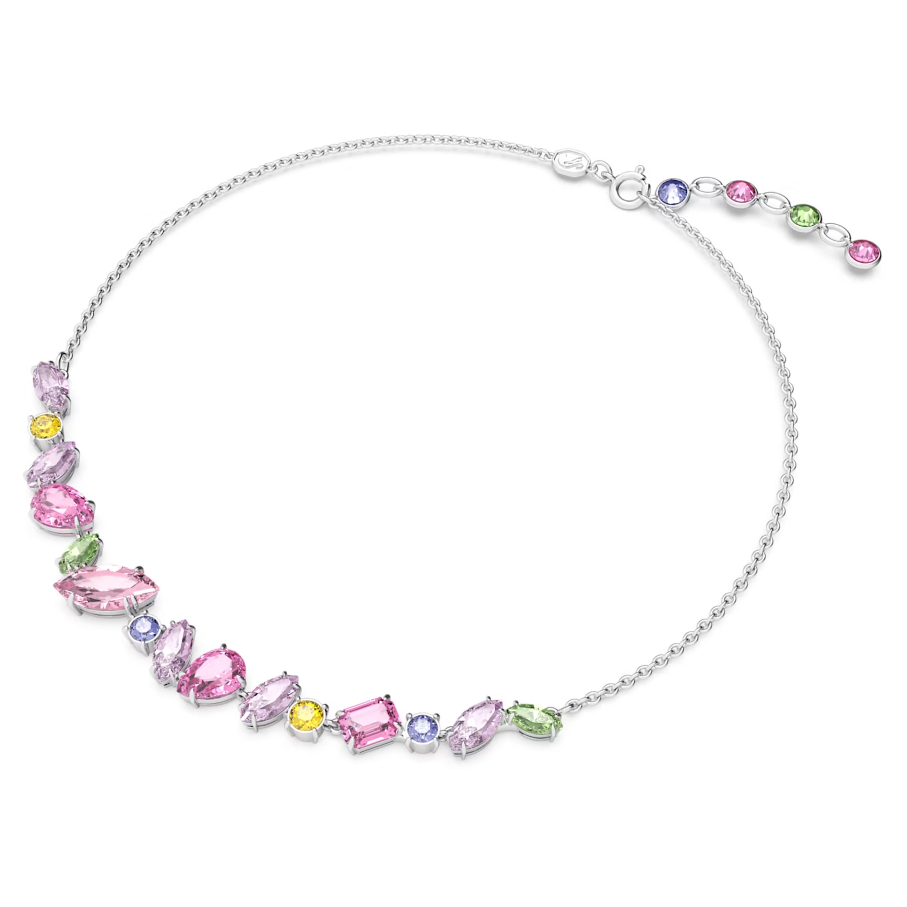 Swarovski Gema ketting Verschillende slijpvormen meerkleurig Zilverkleurig/Roze 5658398