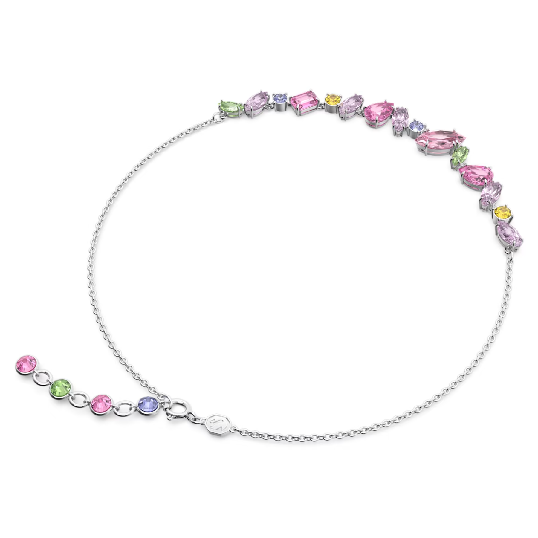 Swarovski Gema ketting Verschillende slijpvormen meerkleurig Zilverkleurig/Roze 5658398