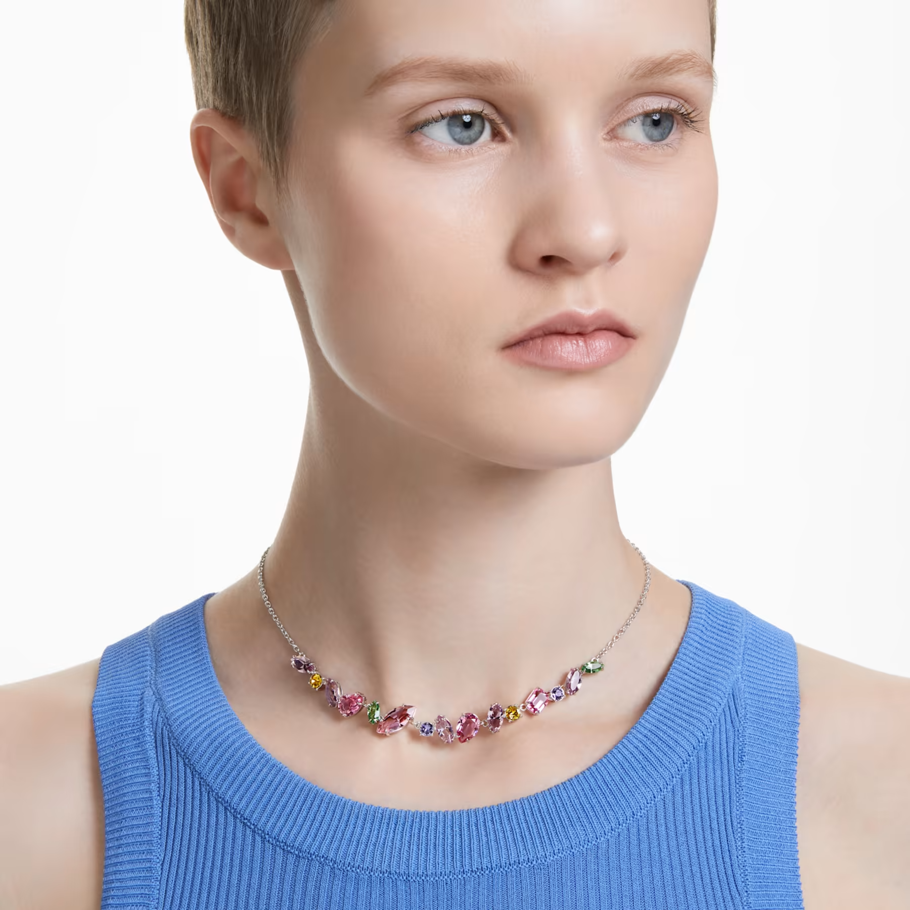 Swarovski Gema ketting Verschillende slijpvormen meerkleurig Zilverkleurig/Roze 5658398
