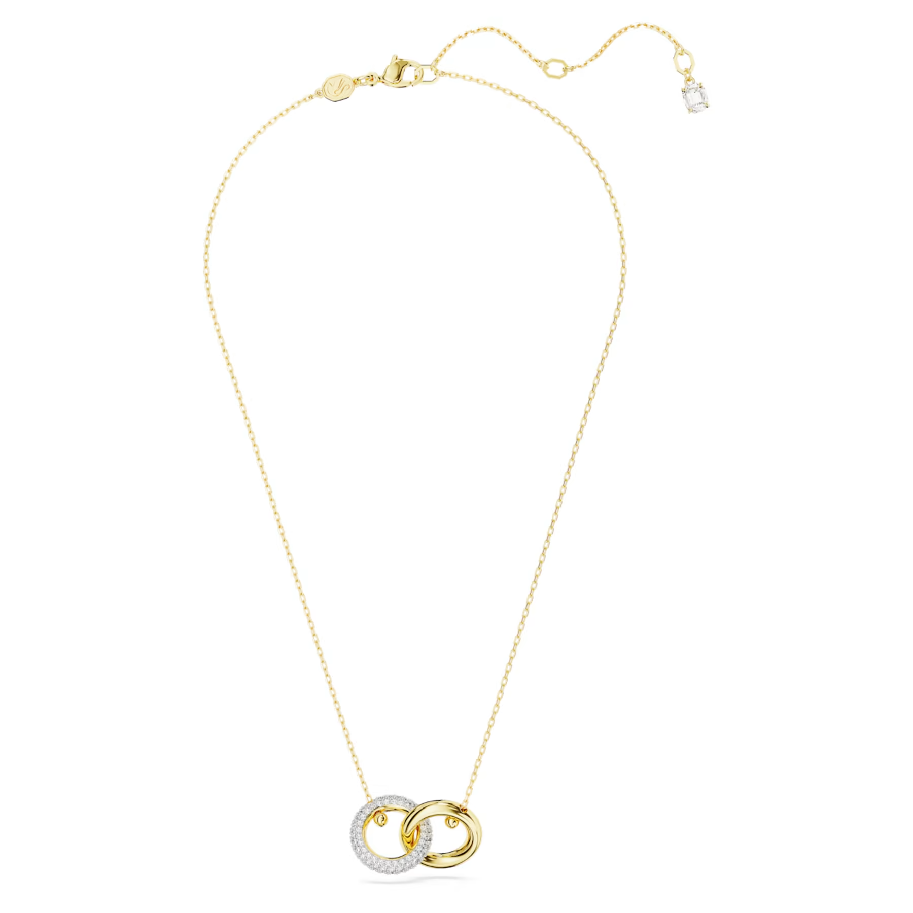 Swarovski Dextera ketting met hanger Twee ringen Goudkleurig/Wit (38 - 45 cm) 5668820