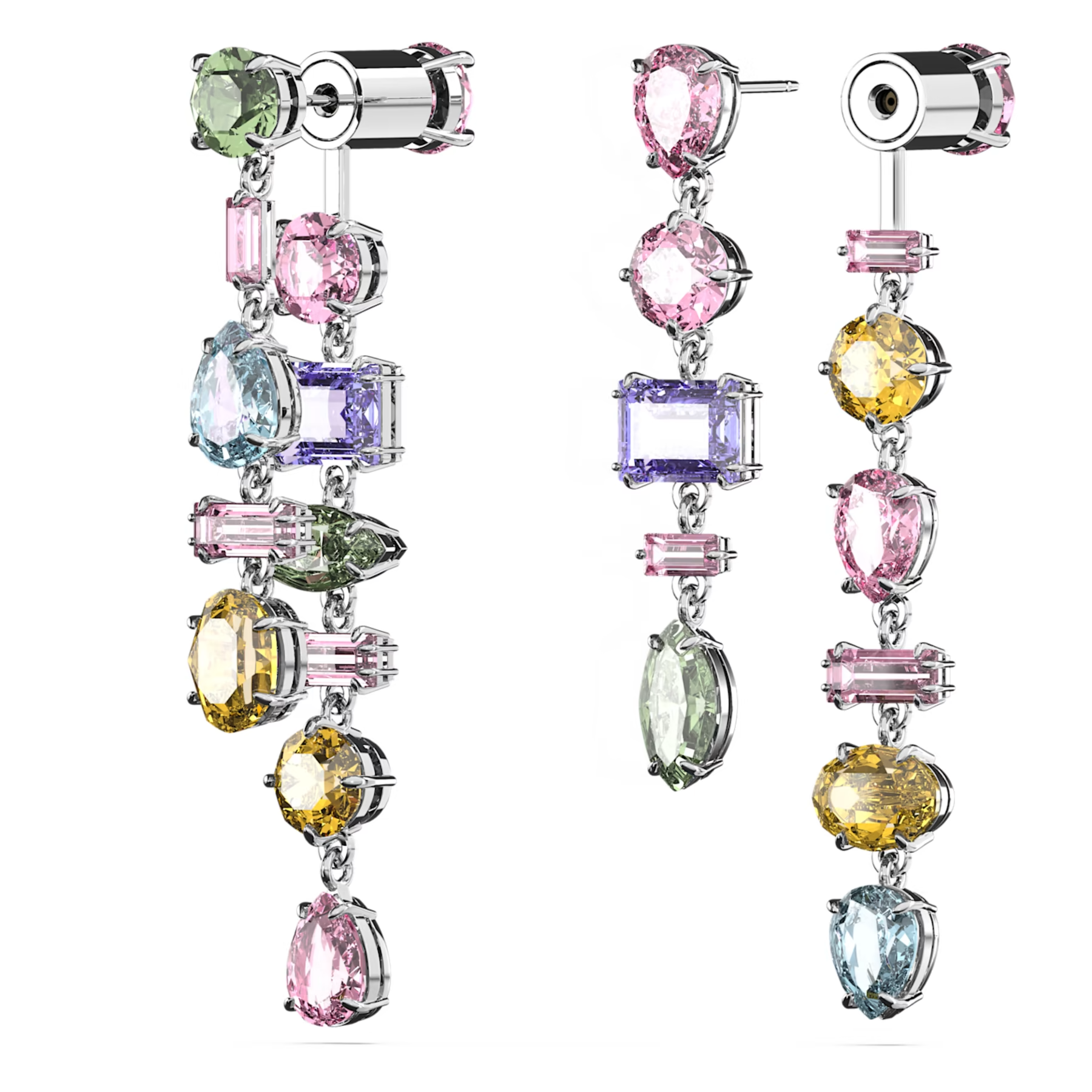 Swarovski Gema oorbellen Asymmetrisch verschillende slijpvormen Zilverkleurig/Multi 5656417