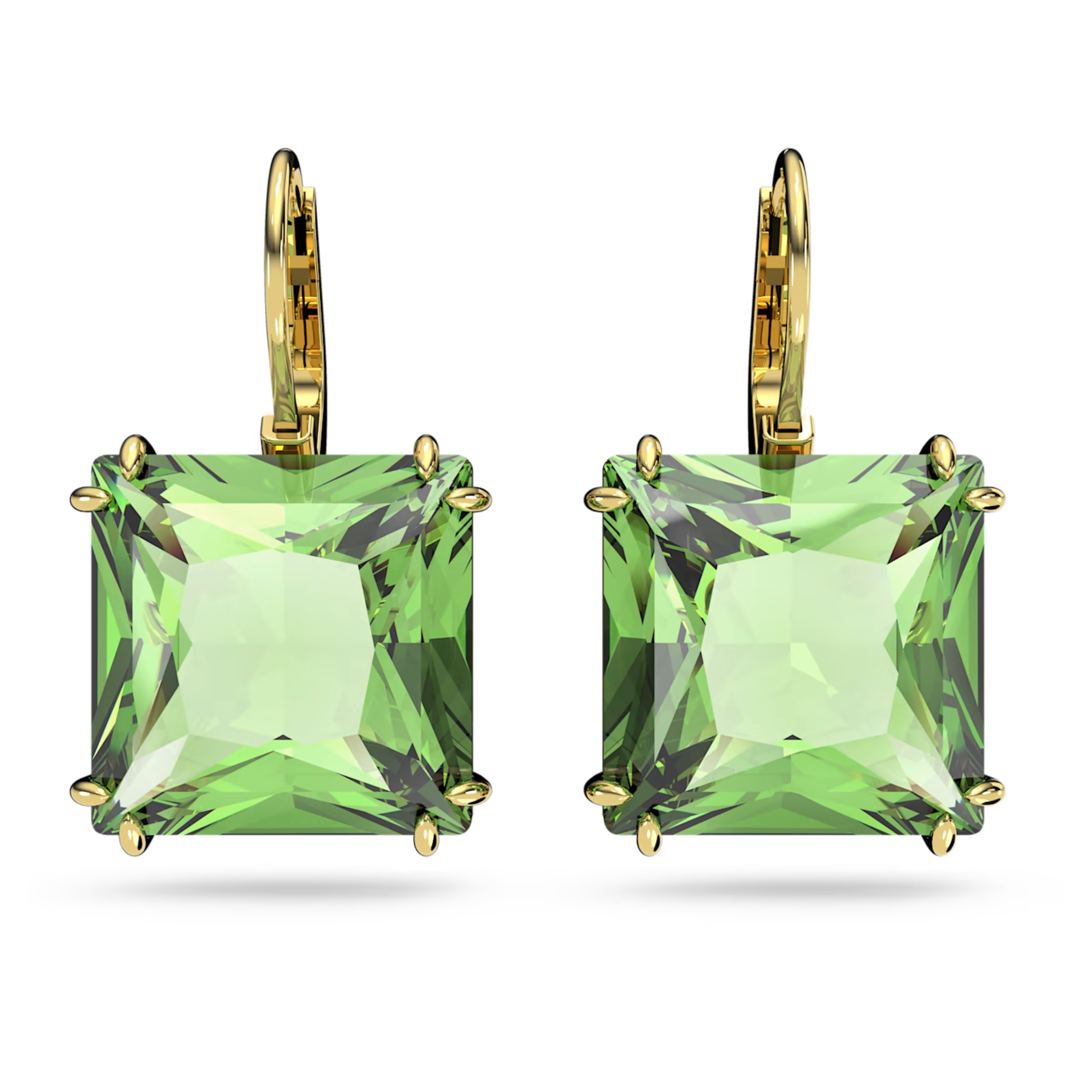 Swarovski Millenia oorbellen Square Cut Goudkleurig/Groen 5636564
