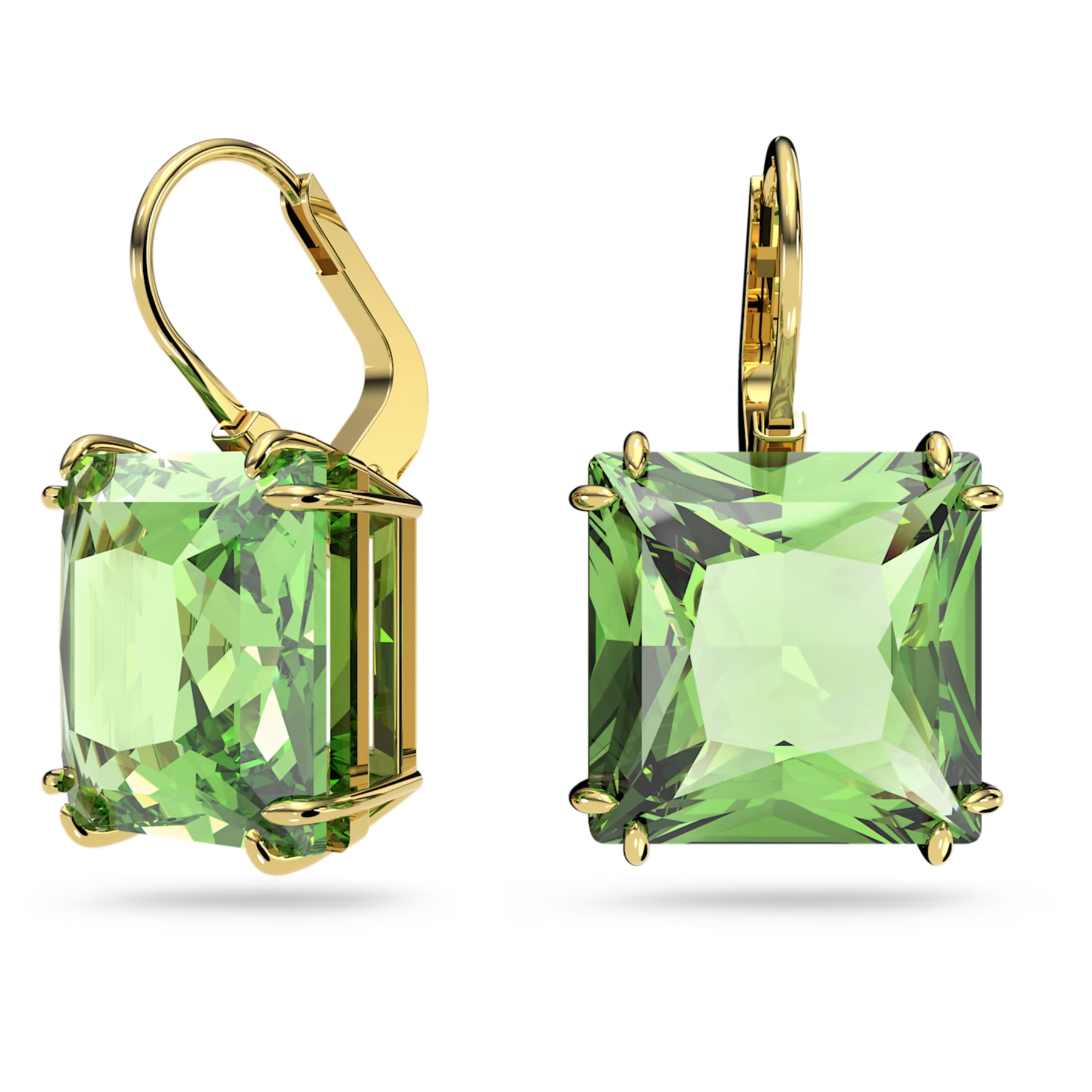 Swarovski Millenia oorbellen Square Cut Goudkleurig/Groen 5636564