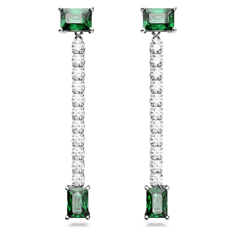 Swarovski Matrix oorbellen Verschillende slijpvormen Zilver/Groen 5665786