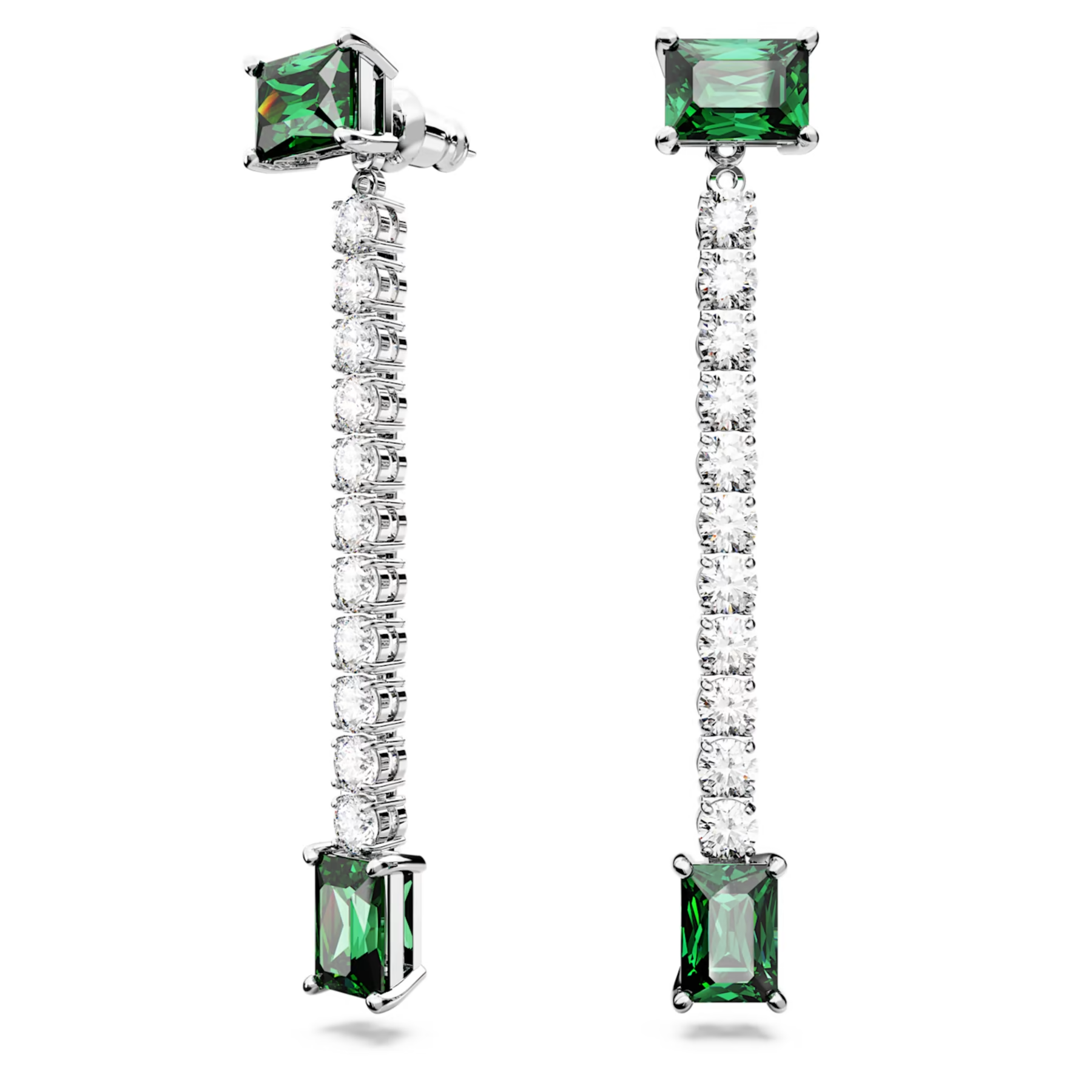 Swarovski Matrix oorbellen Verschillende slijpvormen Zilverkleurig/Groen 5665786