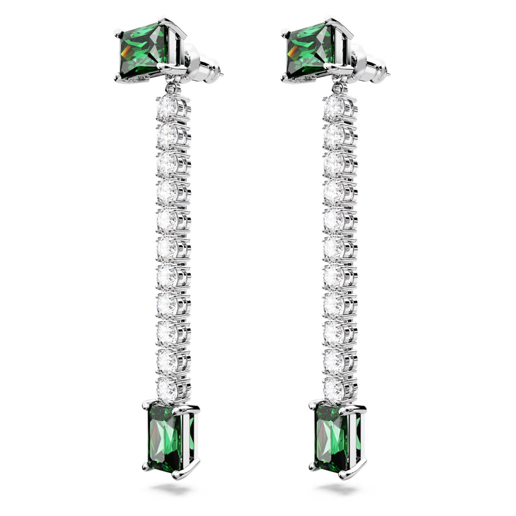 Swarovski Matrix oorbellen Verschillende slijpvormen Zilverkleurig/Groen 5665786