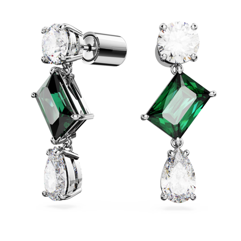 Swarovski Mesmera oorbellen Verschillende slijpvormen Zilver/Groen 5665878