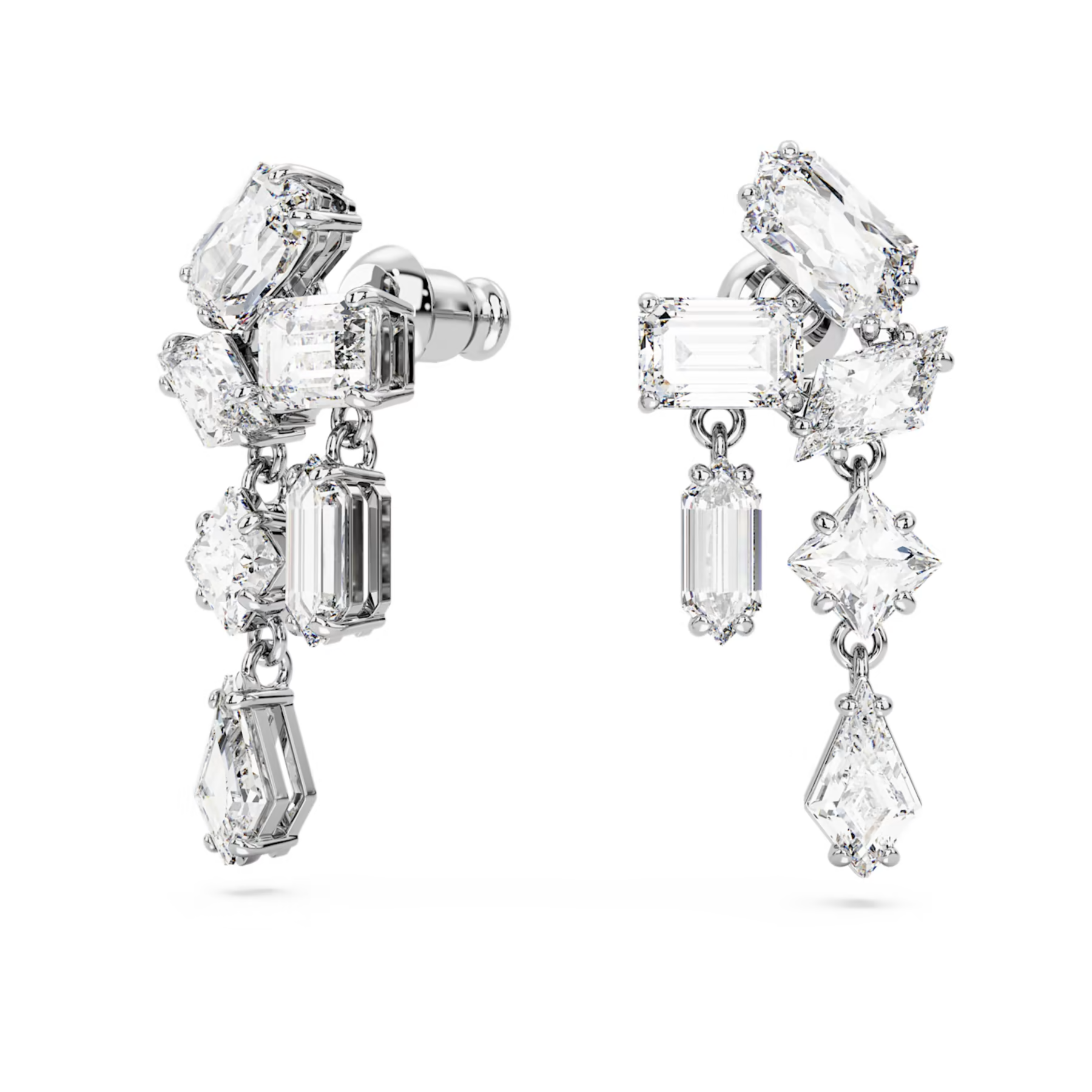 Swarovski Mesmera oorbellen Verschillende slijpvormen Zilverkleurig/Wit 5665825