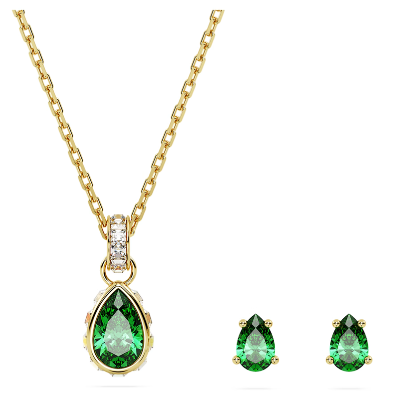 Swarovski Stilla set Druppelvorm Goud/Groen 5684507