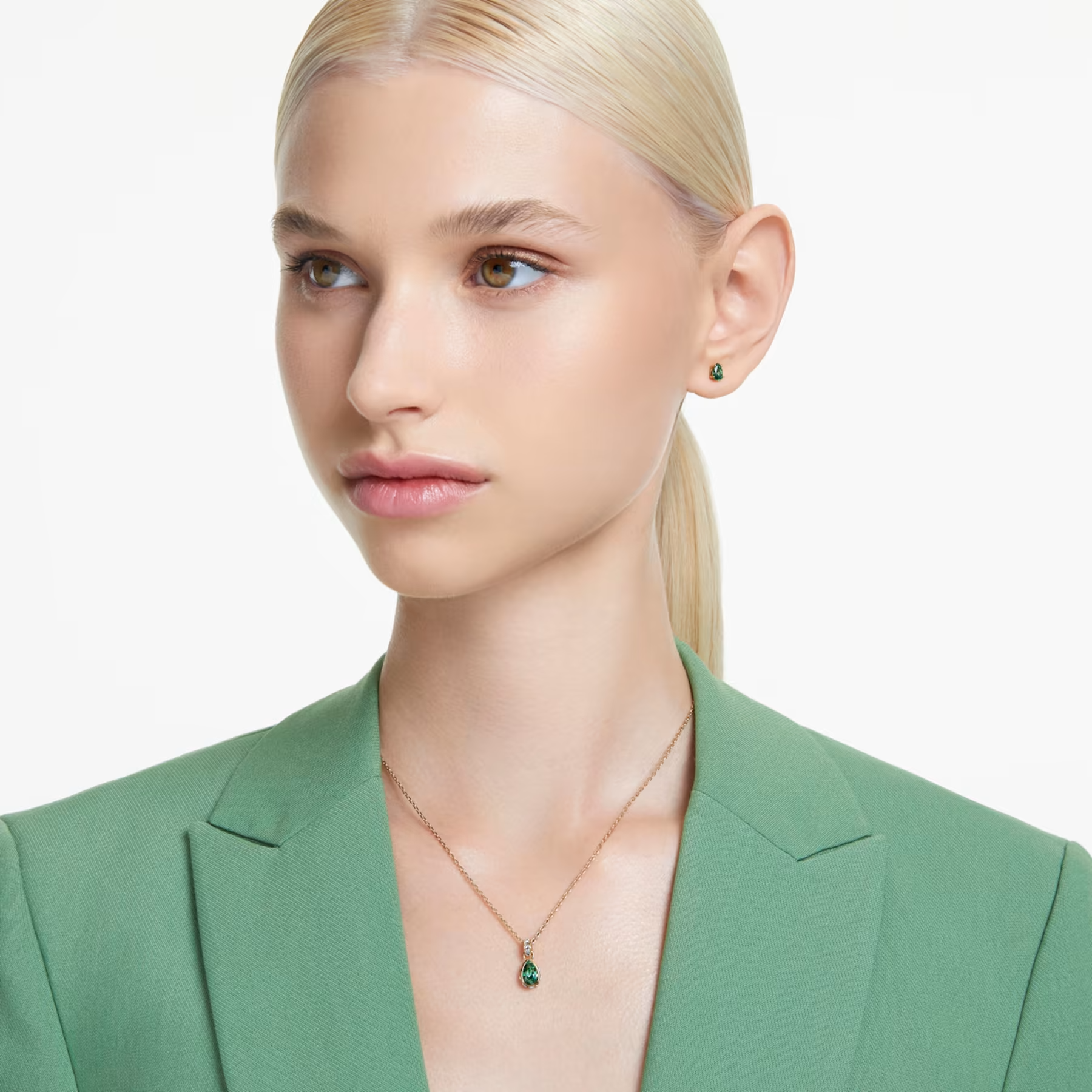 Swarovski Chroma set Druppelvorm Goudkleurig/Groen 5684507