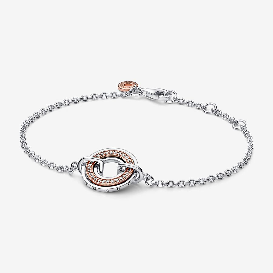 Pandora Pandora Signature tweekleurige logo & pavé schakelarmband 582741C01