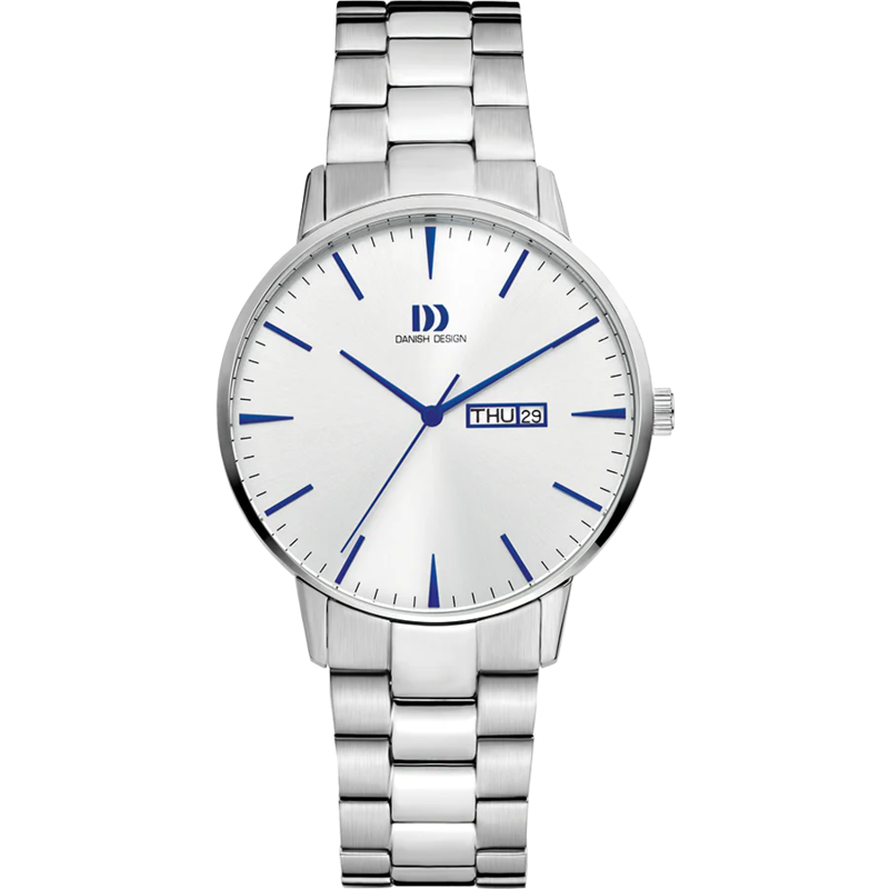 Danish Design Akilia herenhorloge Day Date Silver Cobalt IQ90Q1267